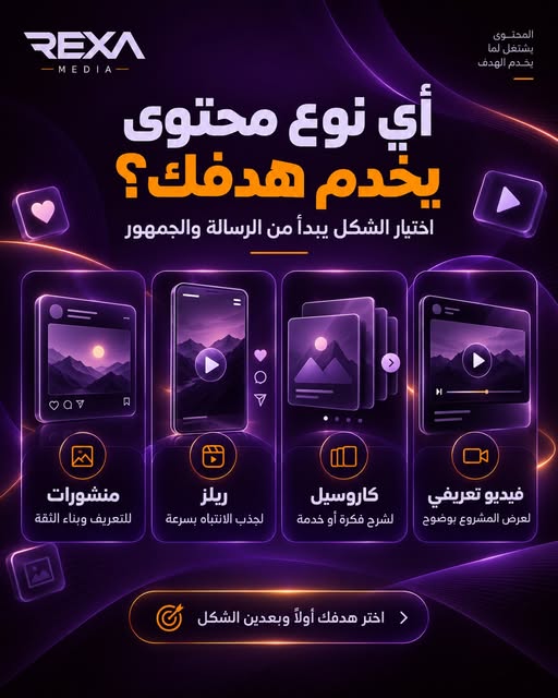 تصميم REXA يشرح أنواع المحتوى واختيار الشكل المناسب للهدف